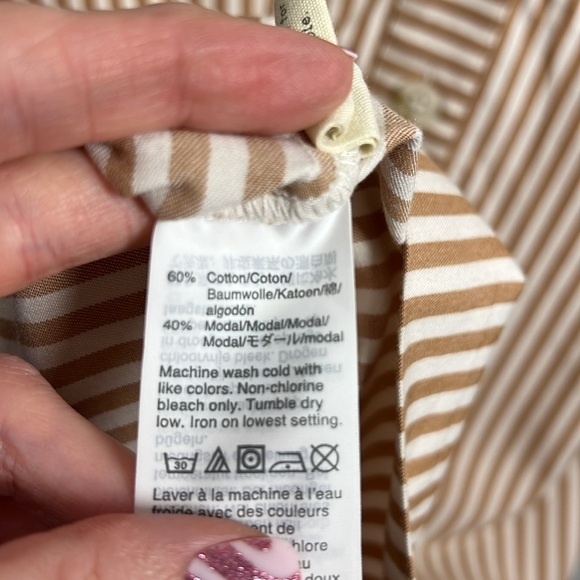 Madewell Striped Button Back Easy V-Neck Dress Size XXS Stripe Earthen Clay - Picture 10 of 11